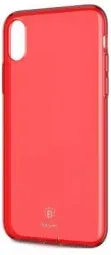TPU чехол Baseus Simple Ultrathin для Apple iPhone X (5.8") з заглушкою (Червоний / Transparent Red) (ARAPIPHX-A09)